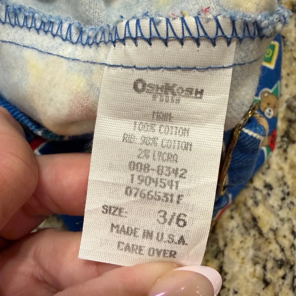 OshKosh B'gosh Overalls Vestbak Kids 12M Blue Sports Bear Vintage Kidcore 90s
